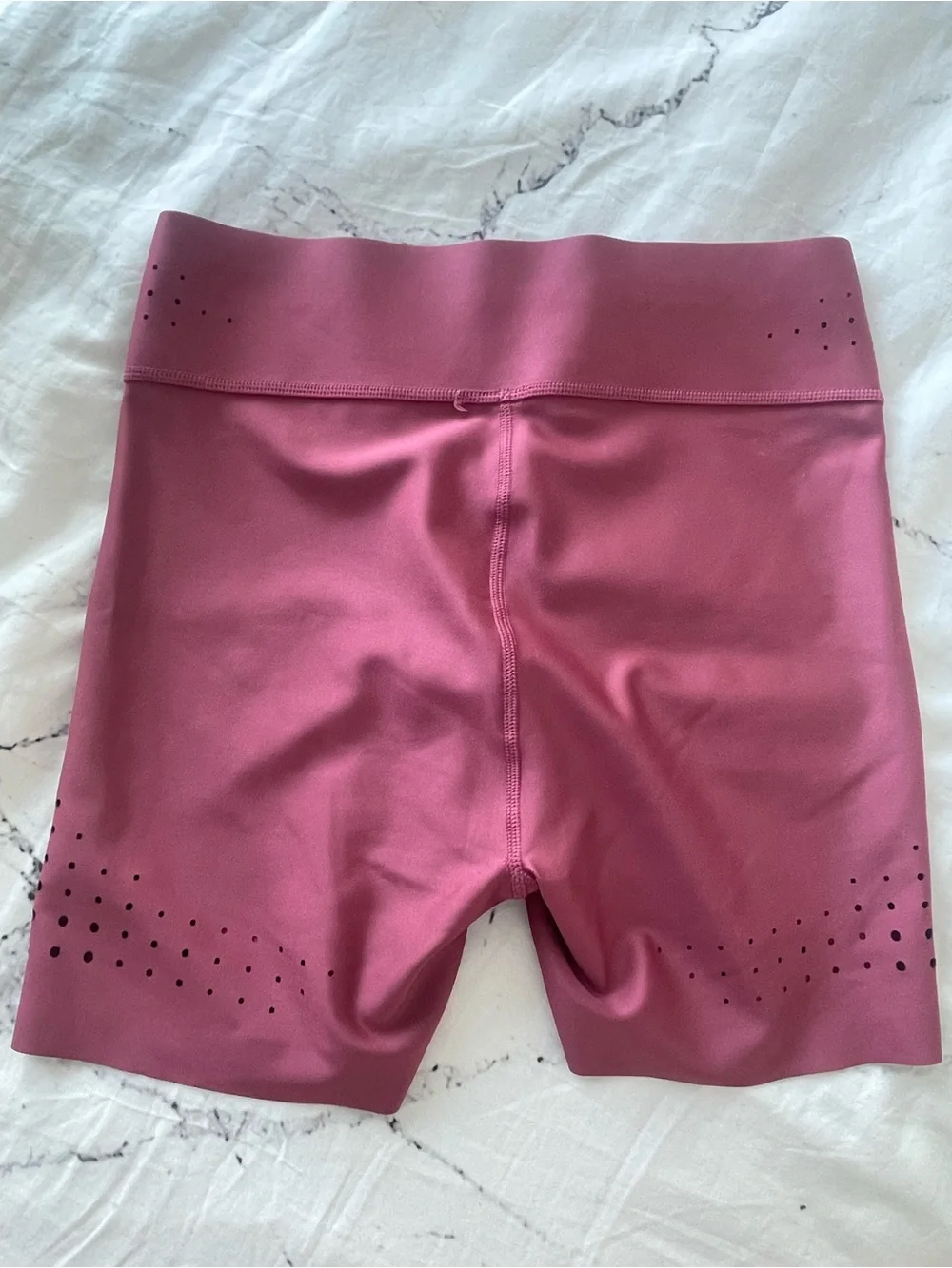 ALO Yoga High-Rise Perforated Bike Shorts — Rose